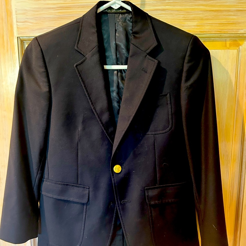 Brooks Brothers Boys Loro Piana Super 120's Black Wool Blazer Size 10